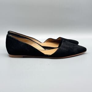 J Crew Shoes Womens 7 Black Suede D'Orsay Flats Pointed Toe Slip On Classic